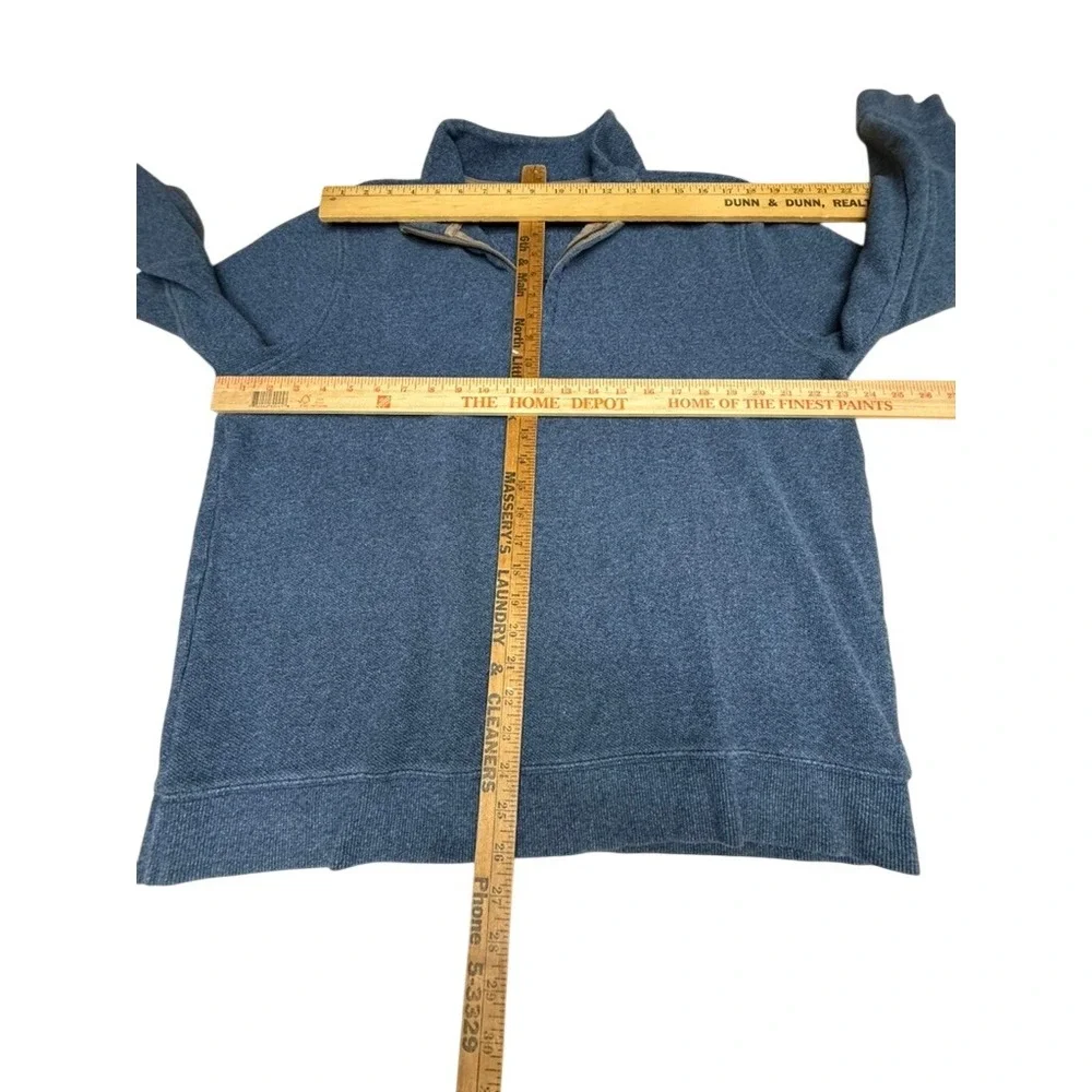 Tasso Elba Mens XL Blue Textured Quarter Zip Long Sleeve Pullover Cotton Sweater